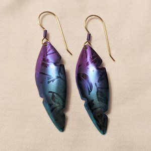 Multicolored ombre nature leaf earrings 🌈
